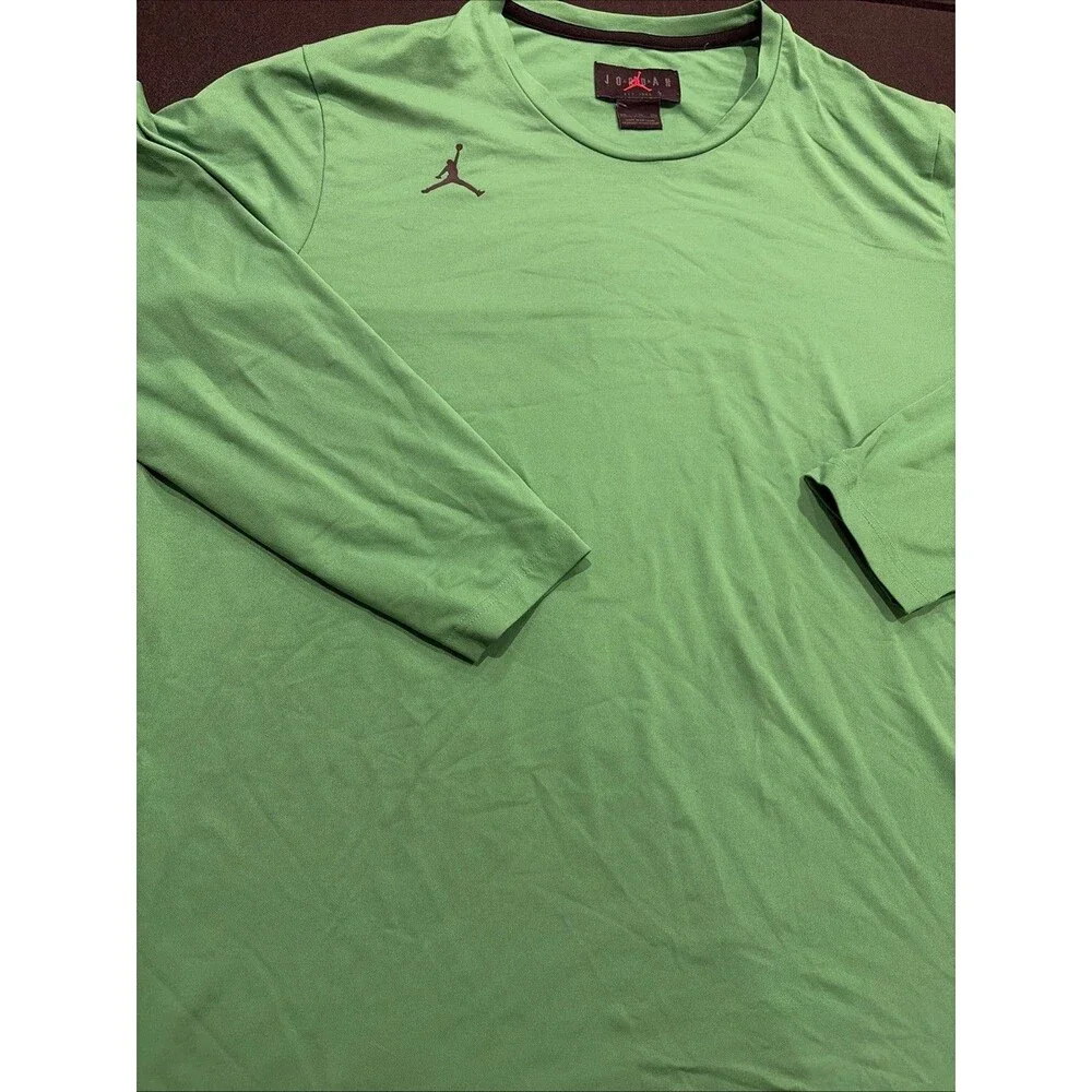 Vtg Nike Air Jordan Dri-FIT Shirt Mens 2XL Green Long Sleeve Basketball Gym